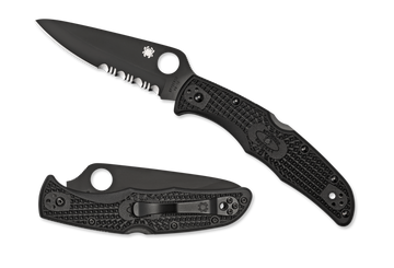 Spyderco Endura 4 - Flat Ground - Partially Serrated - Black FRN - C10PSBBK