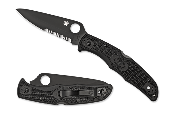 Spyderco Endura 4 - Flat Ground - Partially Serrated - Black FRN - C10PSBBK
