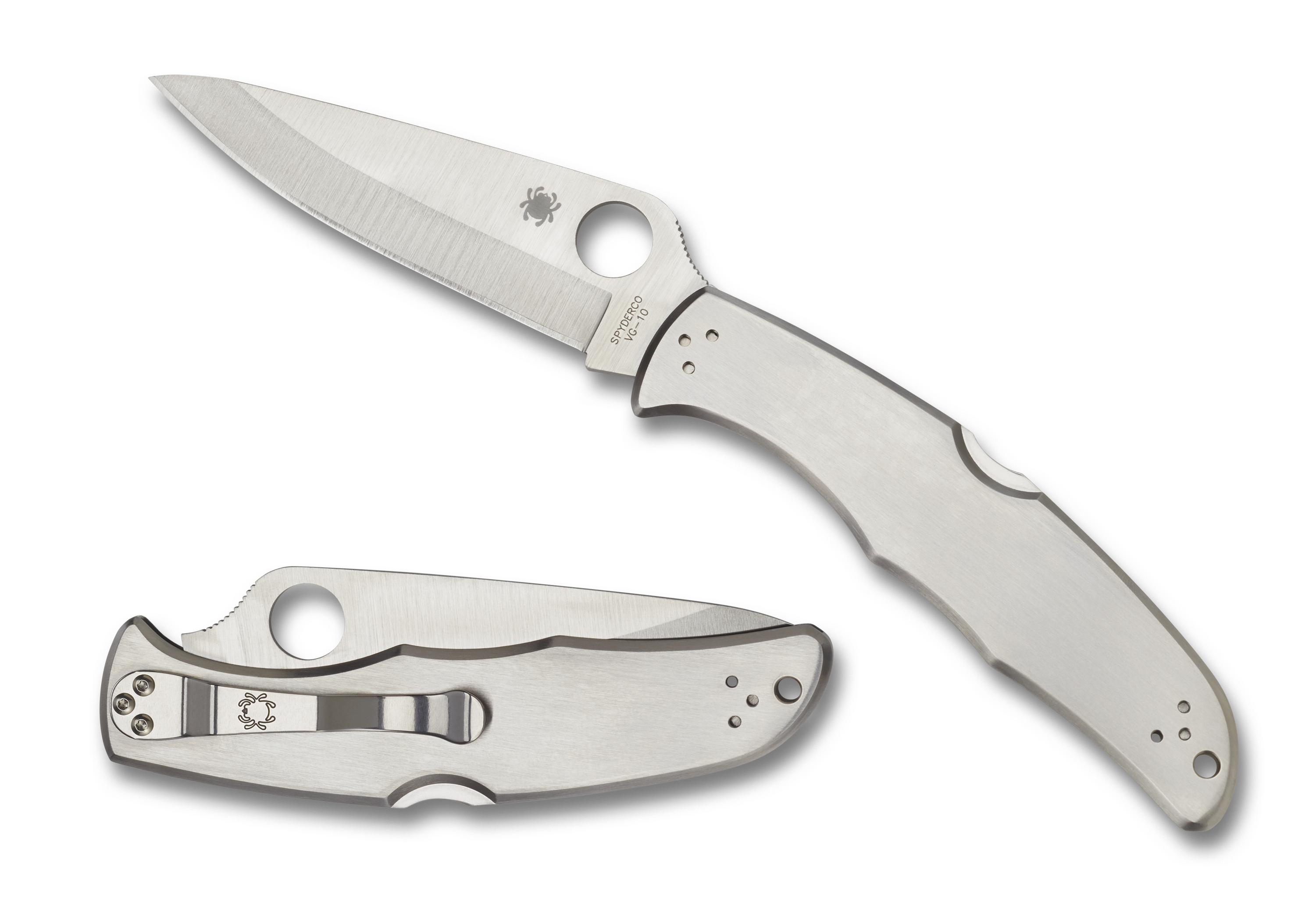 Spyderco Endura 4 - Plain Blade - Stainless Handle - C10P