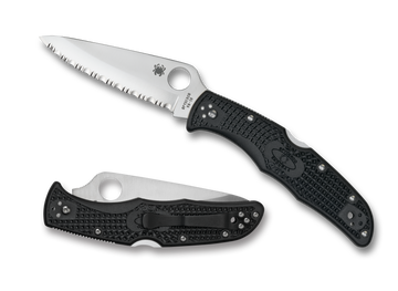 Spyderco Endura 4 - Black FRN - Fully Serrated VG-10 Blade - C10SBK