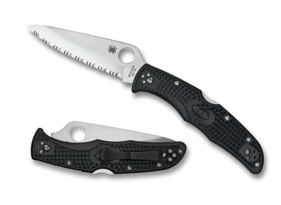 Spyderco Endura 4 - Black FRN - Fully Serrated VG-10 Blade - C10SBK