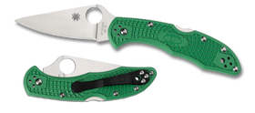 Spyderco Delica 4 - Flat Ground - Green FRN - C11FPGR