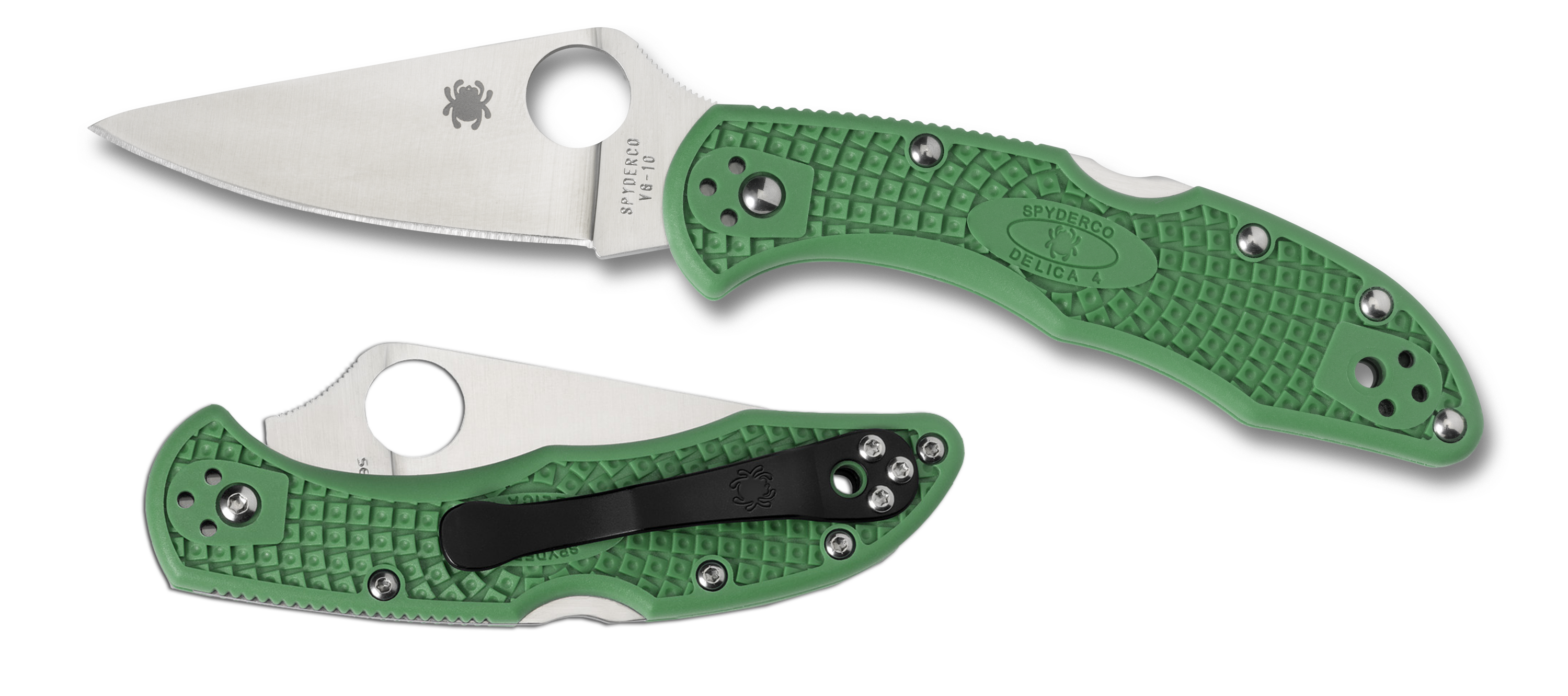 Spyderco Delica 4 - Flat Ground - Green FRN - C11FPGR