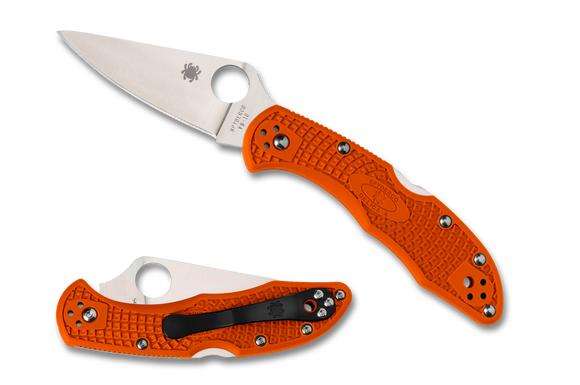 Spyderco Delica 4 - Flat Ground - Plain Edge - Orange FRN - C11FPOR