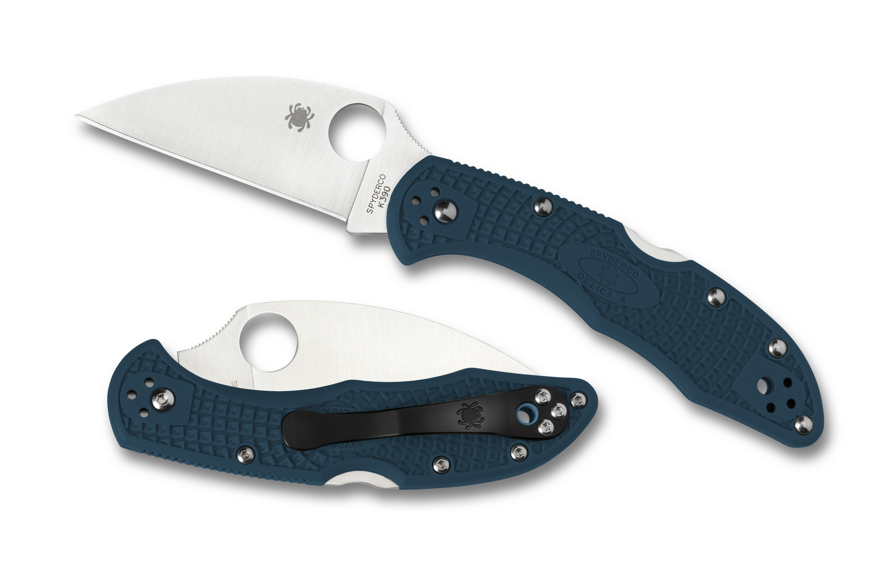 Spyderco Delica - Plain K390 Wharncliffe Blade - Blue FRN Handle - C11FPWK390