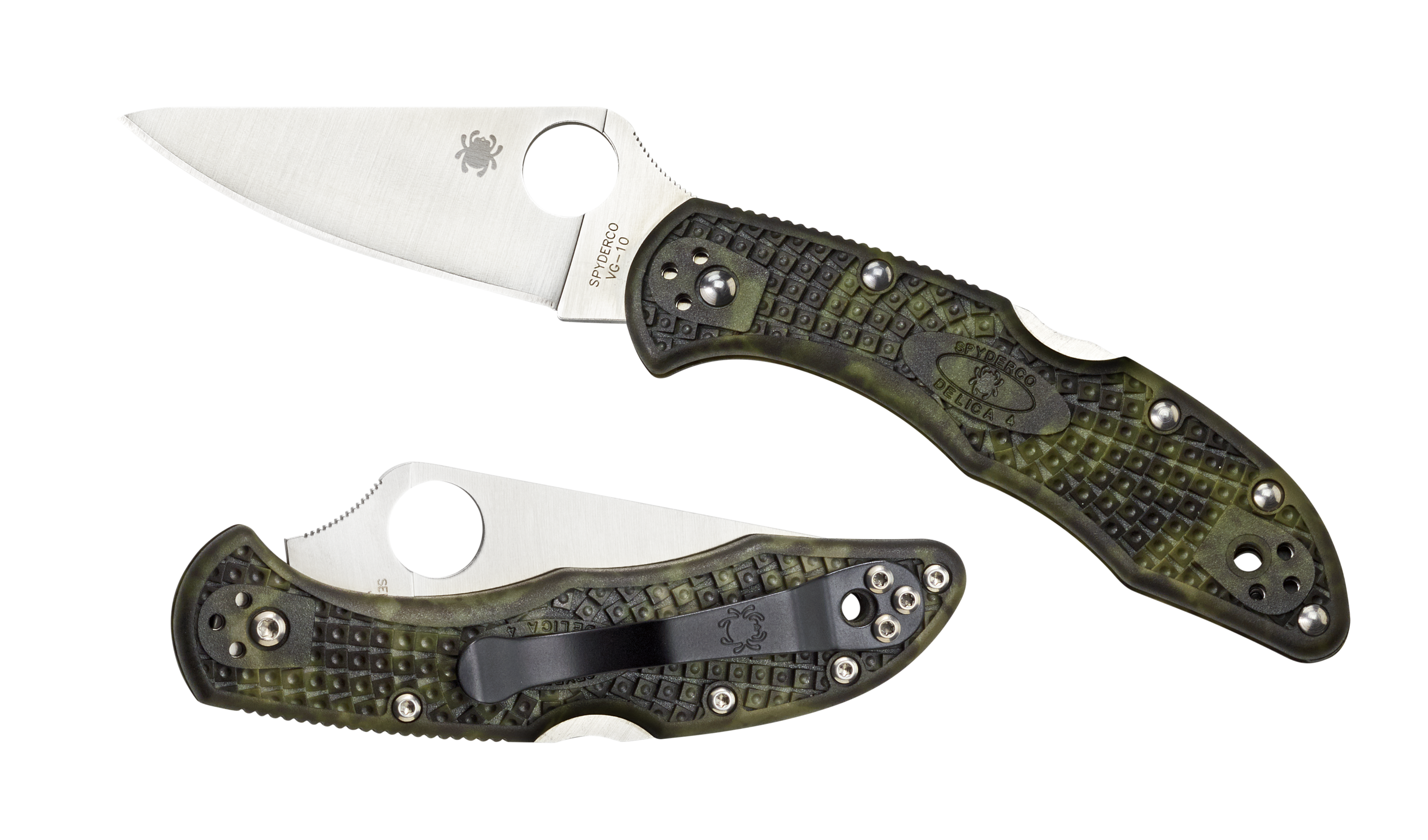 Spyderco Delica 4 - Flat Ground - VG10 - Zome Green FRN Handles - C11ZFPGR