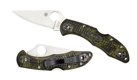 Spyderco Delica 4 - Flat Ground - VG10 - Zome Green FRN Handles - C11ZFPGR