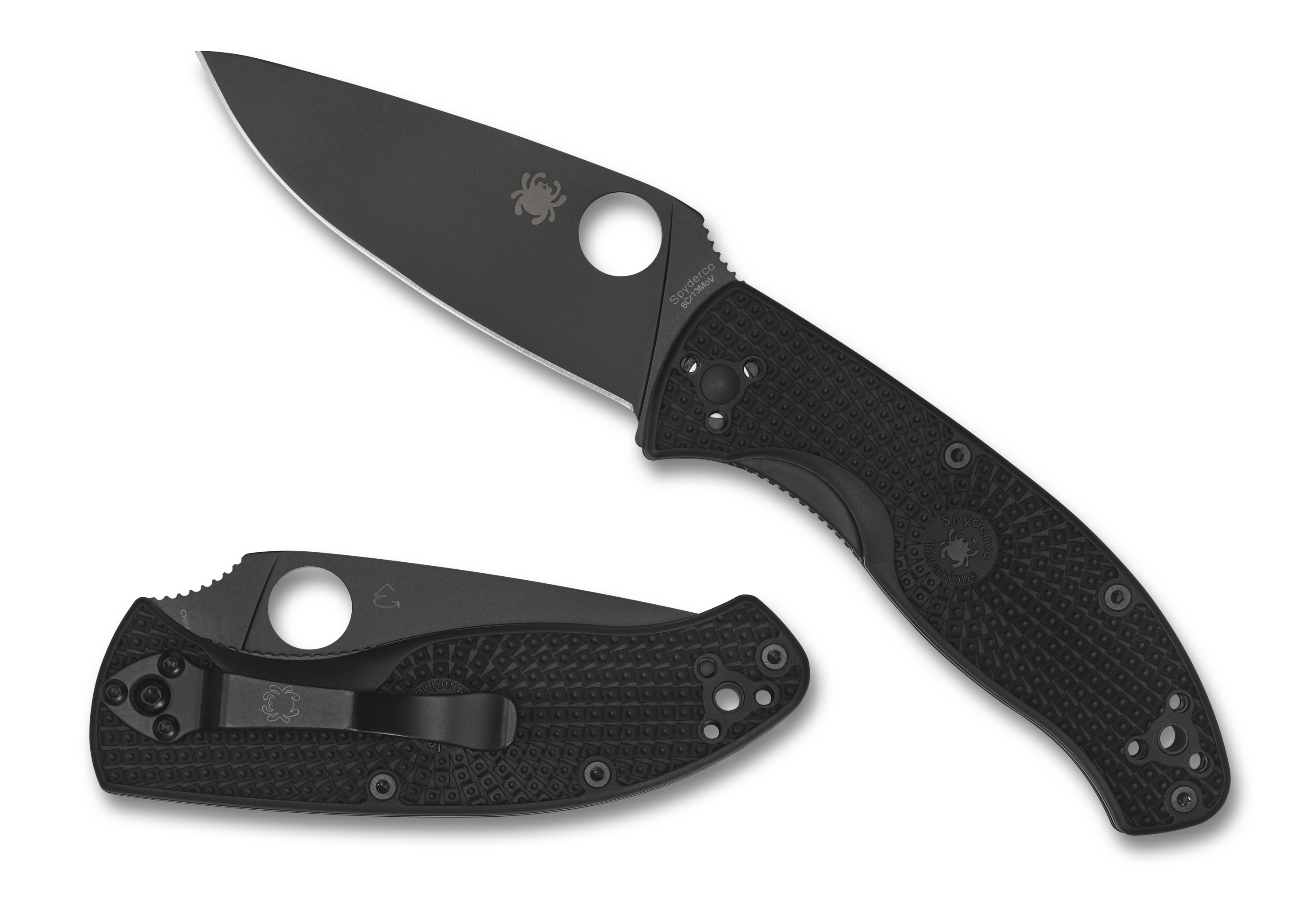 Spyderco Tenacious Lightweight - Plain Edge - Black Blade - Black FRN - C122PBBK