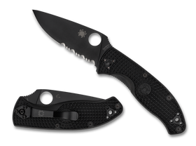 Spyderco Tenacious Lightweight - Partially Serrated Black Blade - Black FRN - C122PSBBK