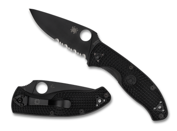Spyderco Tenacious Lightweight - Partially Serrated Black Blade - Black FRN - C122PSBBK