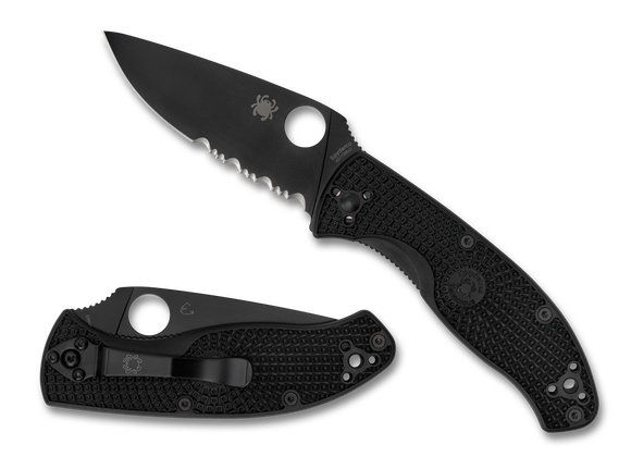 Spyderco Tenacious Lightweight - Partially Serrated Black Blade - Black FRN - C122PSBBK