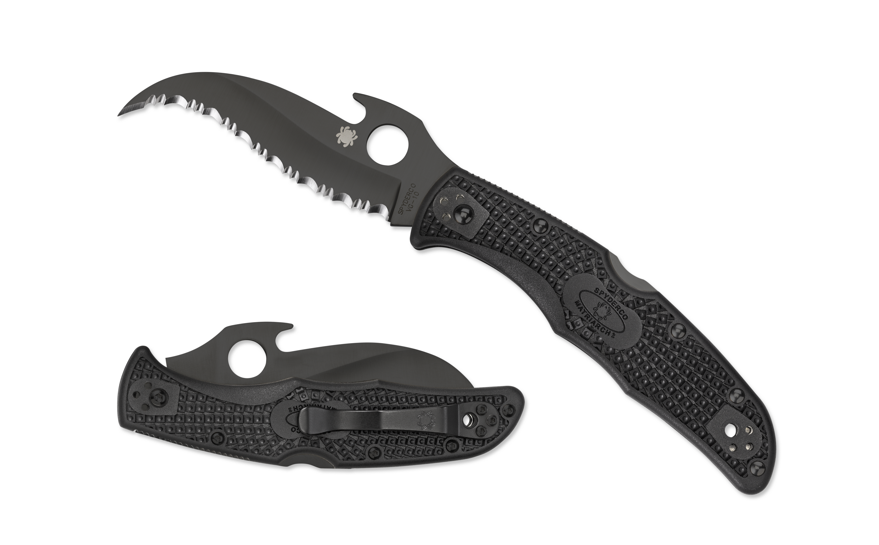 Spyderco Matriarch 2 - Emerson Opener - Black Serrated Blade - C12SBBK2W