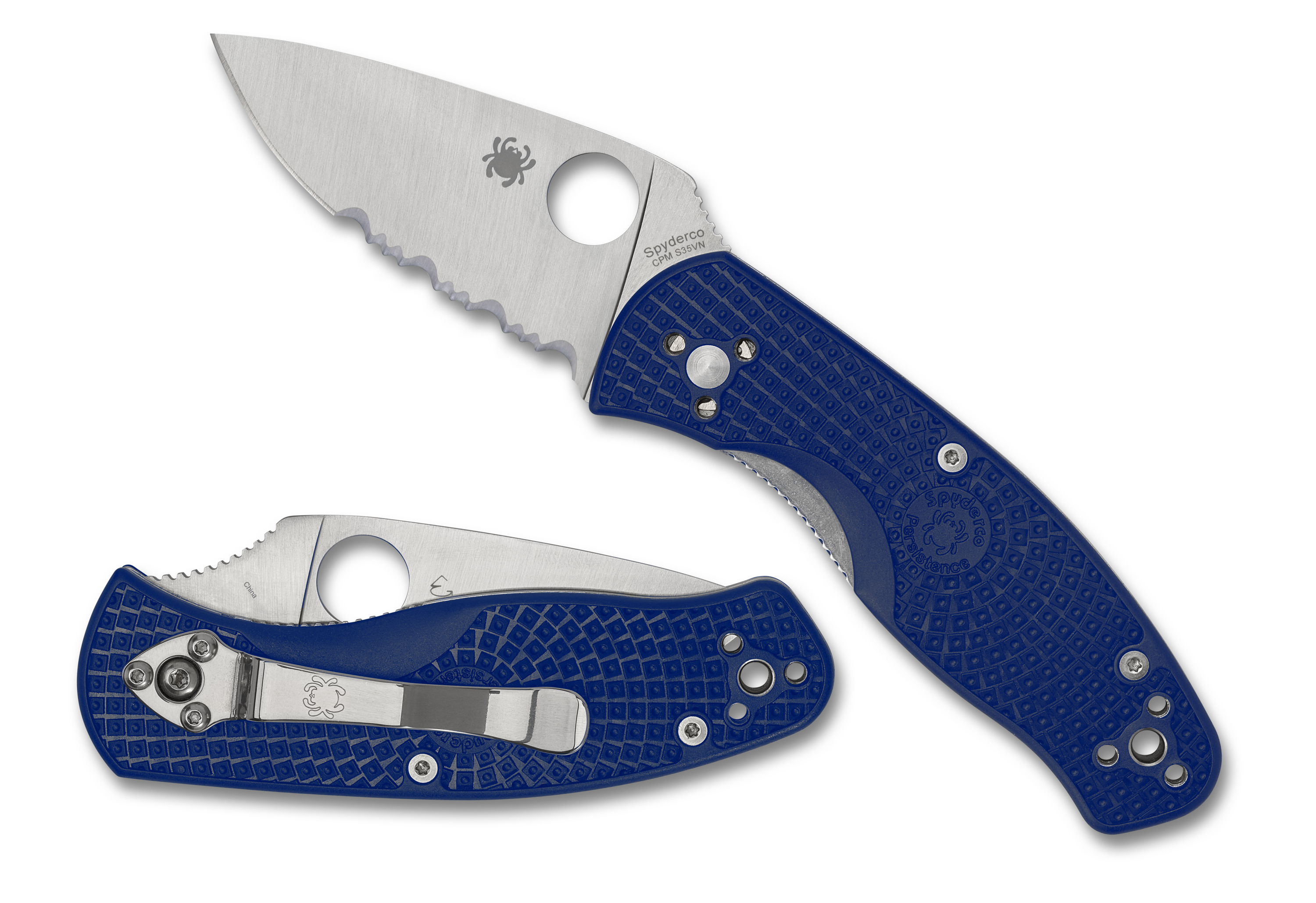 Spyderco Persistence Lightweight - Blue FRN - Partially Serrated CPM-S35VN Edge - C136PSBL - CLOSEOUT