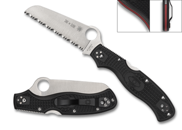Spyderco Rescue 3 - Black FRN - Thin Red Line - Fully Serrated Blade - C14FSBKRD3 - CLOSEOUT