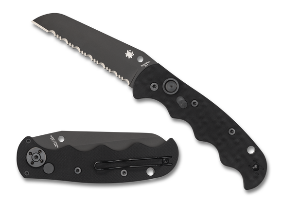 Spyderco Autonomy - Automatic - Black G10 Handle - DLC Serrated H1 Blade - C165GSBBK