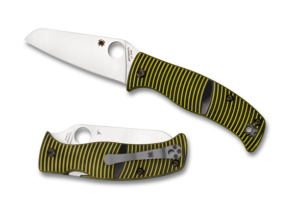 Spyderco Caribbean - Black/Yellow G10 - Plain Edge Sheepsfoot LC200N Blade - C217GPSF