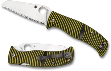 Spyderco Caribbean - Black/Yellow G10 - Fully Serrated Sheepsfoot LC200N Blade - C217GSSF