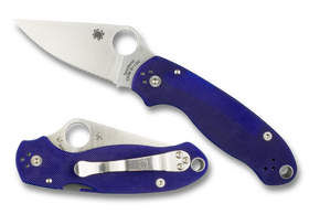 Spyderco Para 3 - Plain Edge CPM-S110V Blade - Dark Blue G10 - C223GPDBL