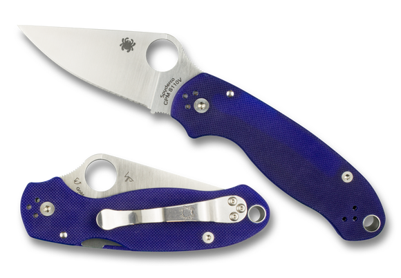 Spyderco Para 3 - Plain Edge CPM-S110V Blade - Dark Blue G10 - C223GPDBL