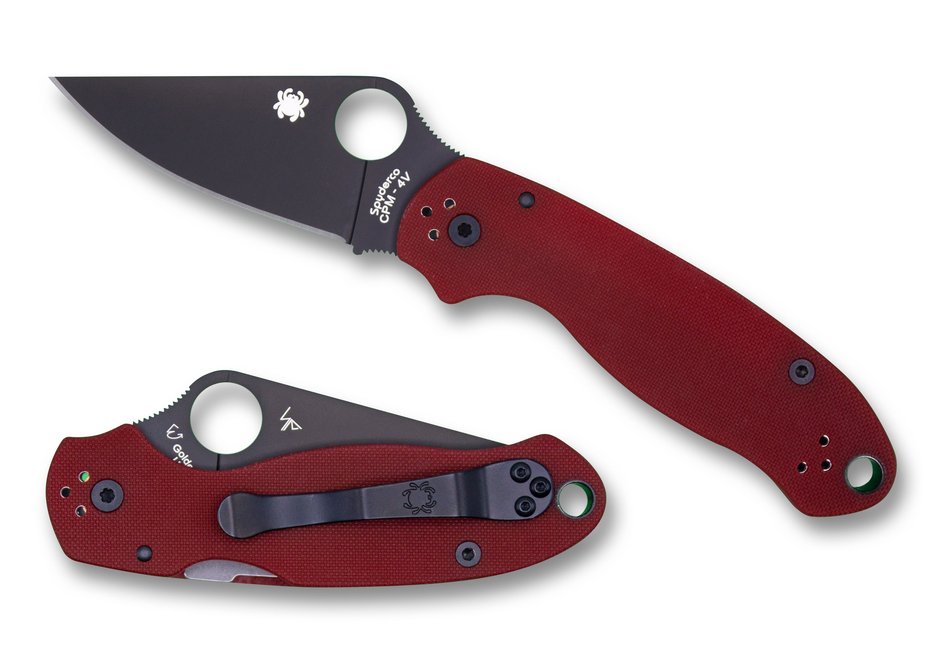 Spyderco Para 3 - St. Nick's Exclusive - Red G10 - CPM-4V Steel -  C223GPRDBK