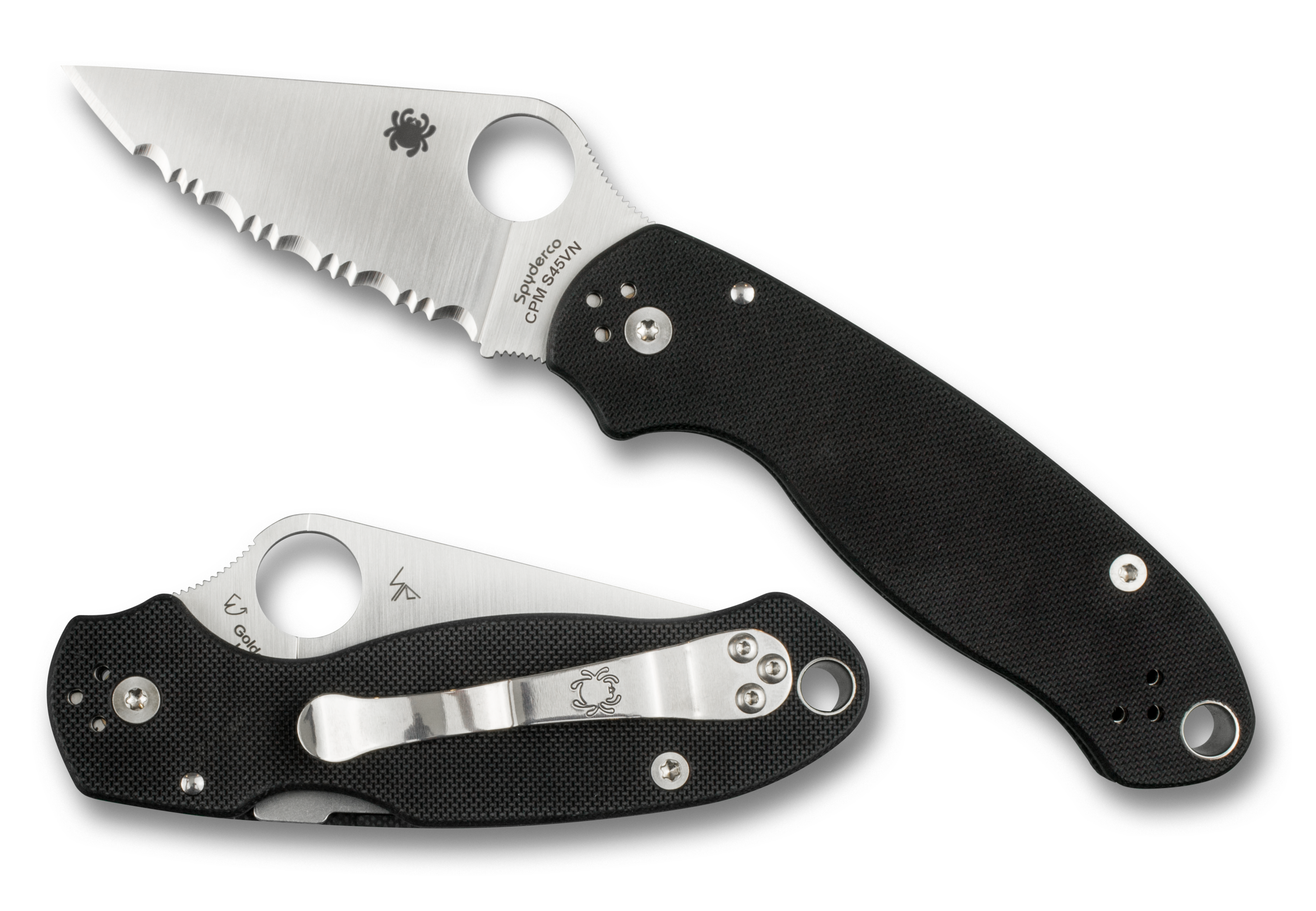 Spyderco Para 3 - Black G10 Handle - Serrated Edge - C223GS