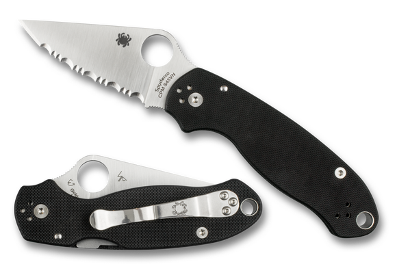 Spyderco Para 3 - Black G10 Handle - Serrated Edge - C223GS