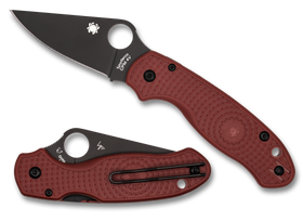 Spyderco Para 3 Lightweight - St. Nick's Exclusive - Black Hardware - Red FRN - CPM-4V - C223PRDBK