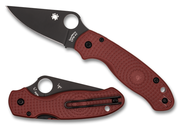 Spyderco Para 3 Lightweight - St. Nick's Exclusive - Black Hardware - Red FRN - CPM-4V - C223PRDBK