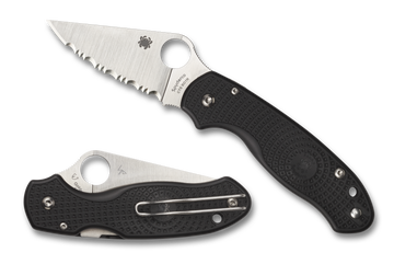 Spyderco Para 3 Lightweight - Black FRN - Serrated Satin Blade - C223SBK
