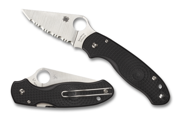 Spyderco Para 3 Lightweight - Black FRN - Serrated Satin Blade - C223SBK