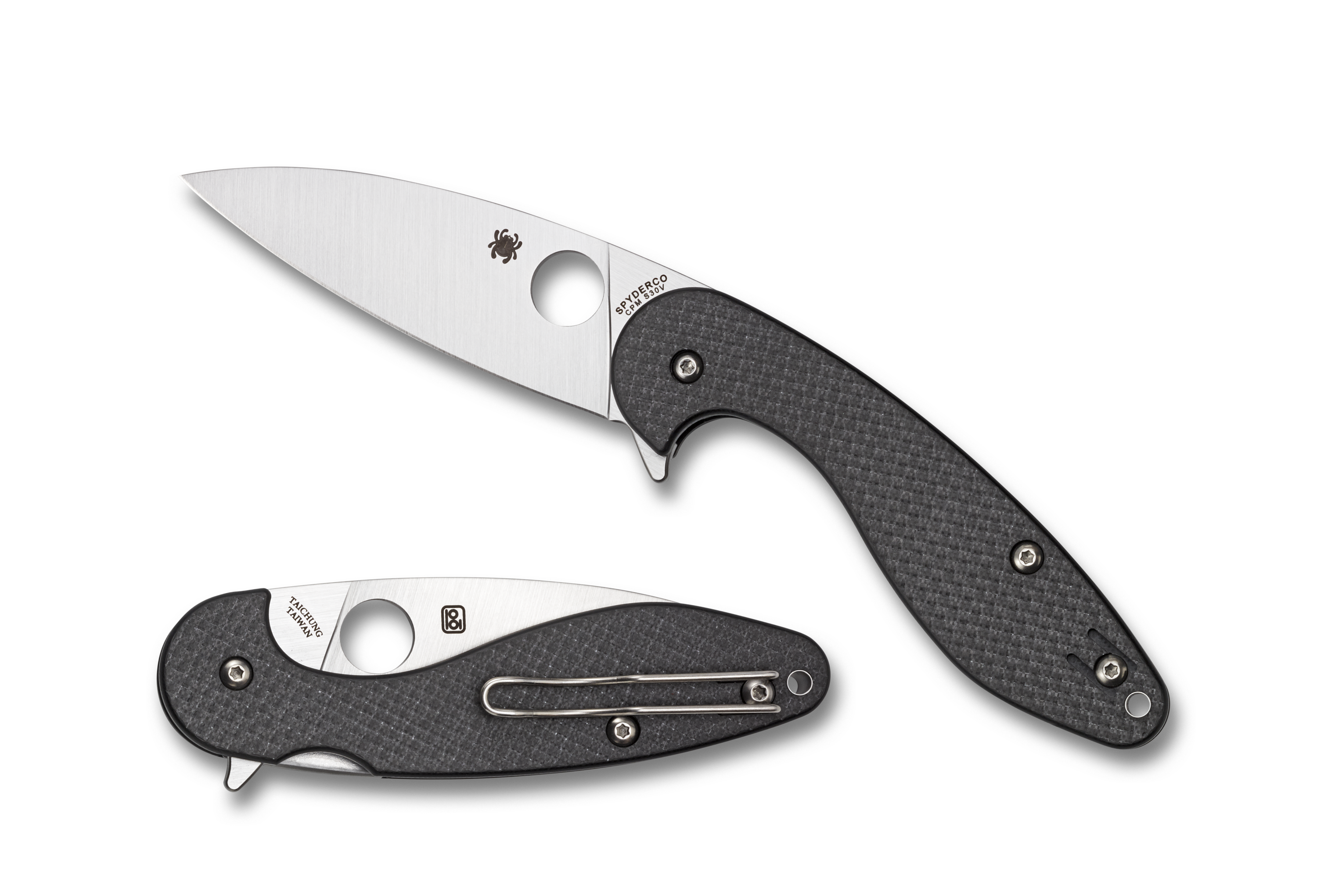 Spyderco Silverax Folder - Plain Edge - Carbon Fiber Handle - C228CFP - CLOSEOUT