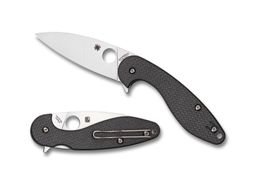 Spyderco Silverax Folder - Plain Edge - Carbon Fiber Handle - C228CFP - CLOSEOUT
