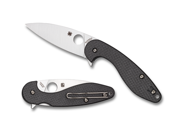 Spyderco Silverax Folder - Plain Edge - Carbon Fiber Handle - C228CFP - CLOSEOUT