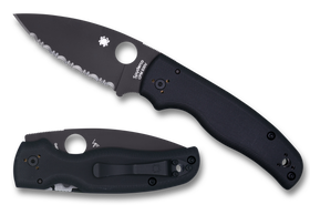 Spyderco Shaman - Serrated Edge - Black Blade - Black G10 - C229GSBK