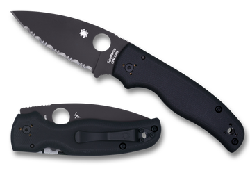 Spyderco Shaman - Serrated Edge - Black Blade - Black G10 - C229GSBK