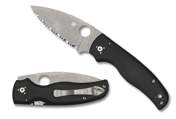 Spyderco Shaman - Serrated Edge - CPM-S30V - Black G10 - C229GS
