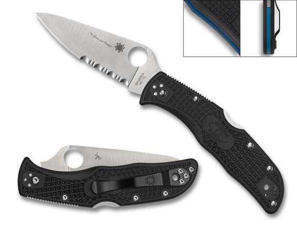 Spyderco Endela - Black FRN - Thin Blue Line - C243FPSBKBL - CLOSEOUT
