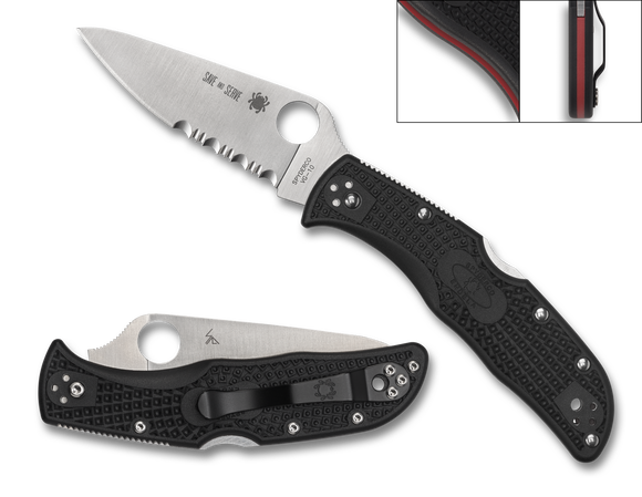 Spyderco Endela - Black FRN - Thin Red Line - C243FPSBKRD - CLOSEOUT