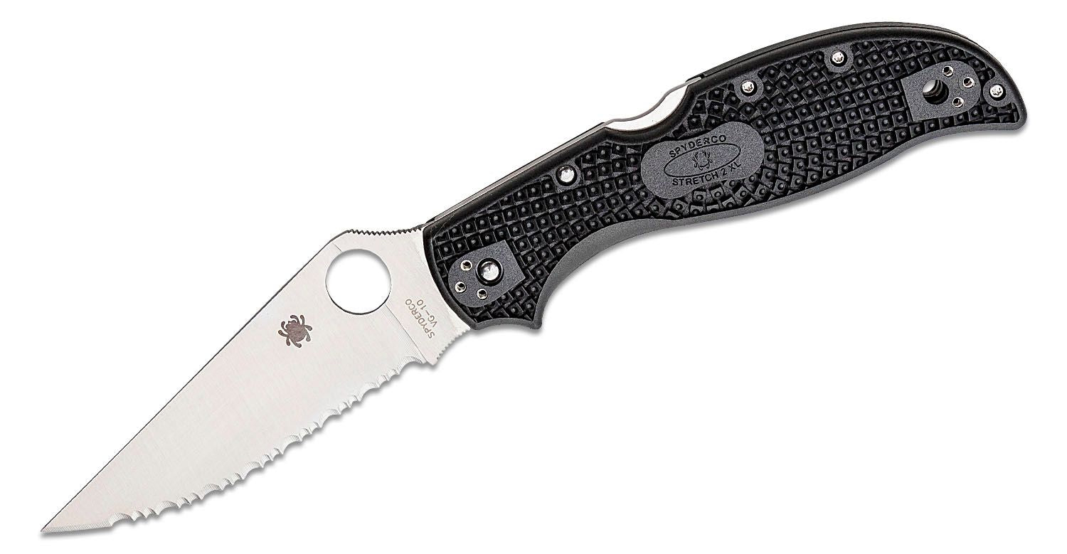 Spyderco Stretch 2 XL Lightweight  - Black FRN - Serrated Edge - C258SBK