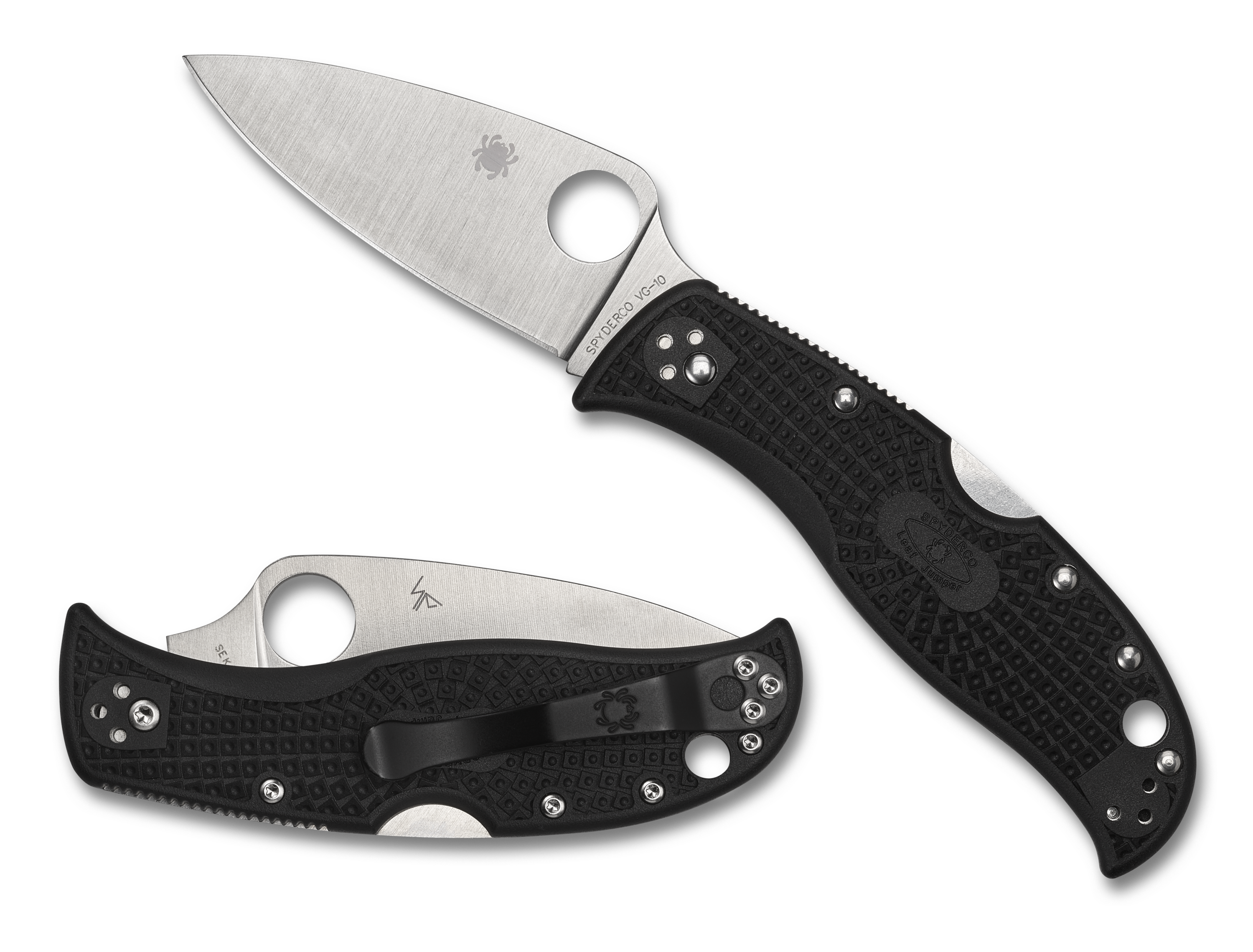 Spyderco LeafJumper - Flat Ground - Plain Edge - Black FRN - C262PBK - CLOSEOUT