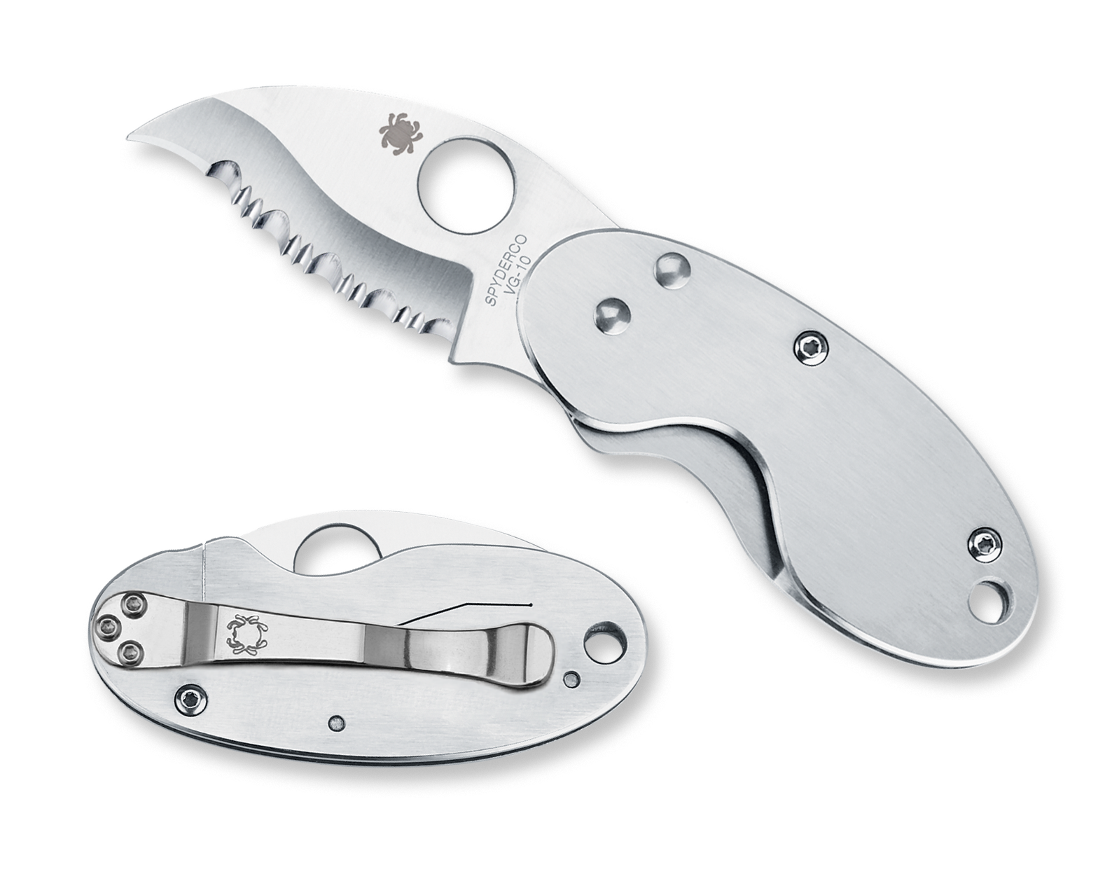 Spyderco Cricket - Fully Serrated - Stainless Handle - C29S