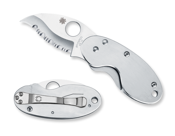 Spyderco Cricket - Fully Serrated - Stainless Handle - C29S