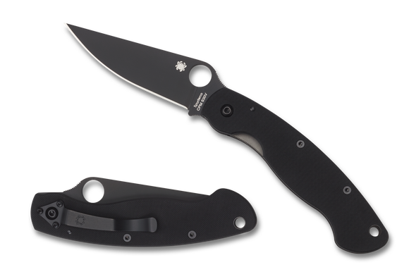 Spyderco Military - DLC Plain Edge Blade - Black G10 - C36GPBK