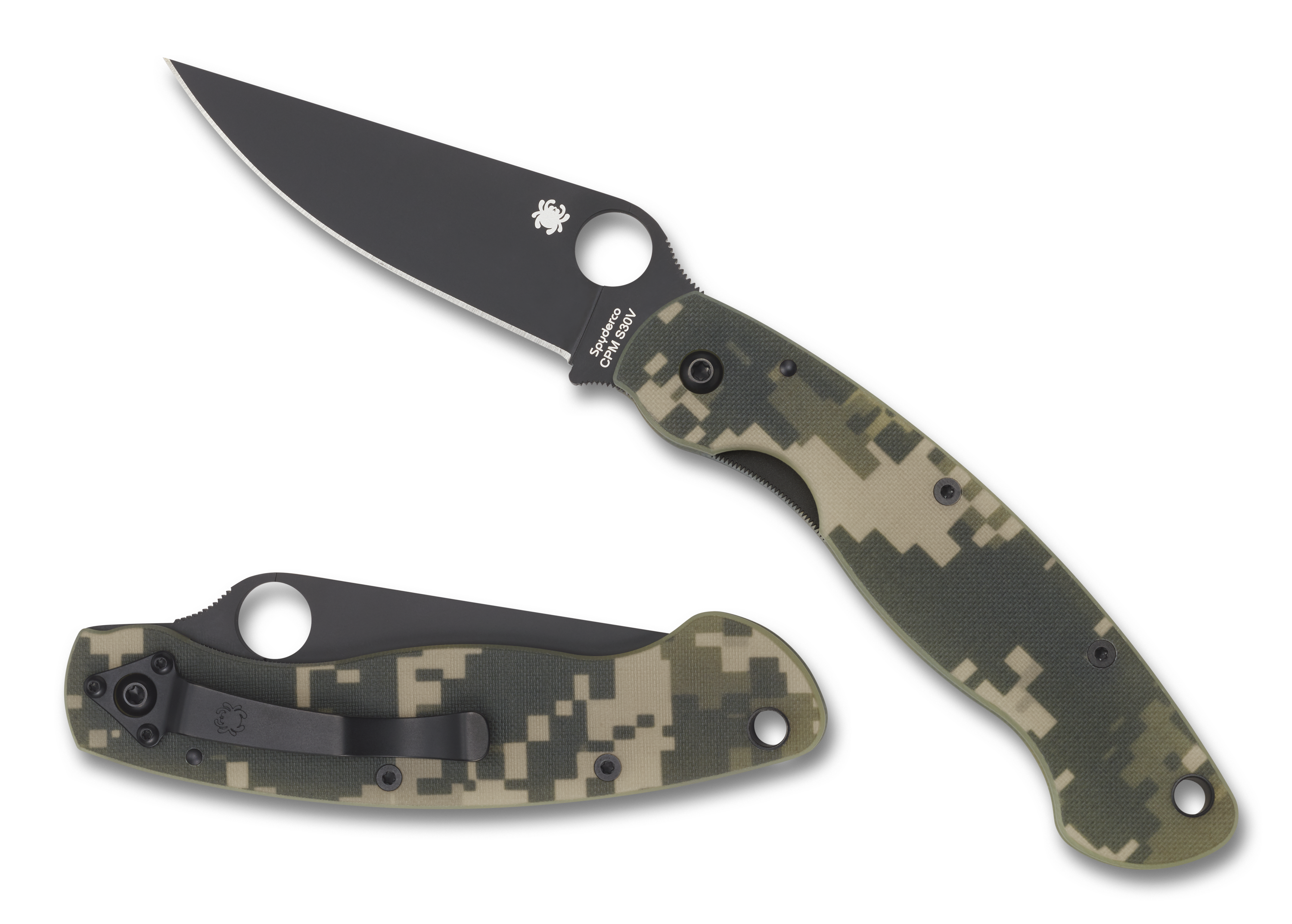 Spyderco Military - DLC Plain Edge Blade - Camo G10 - C36GPCMOBK