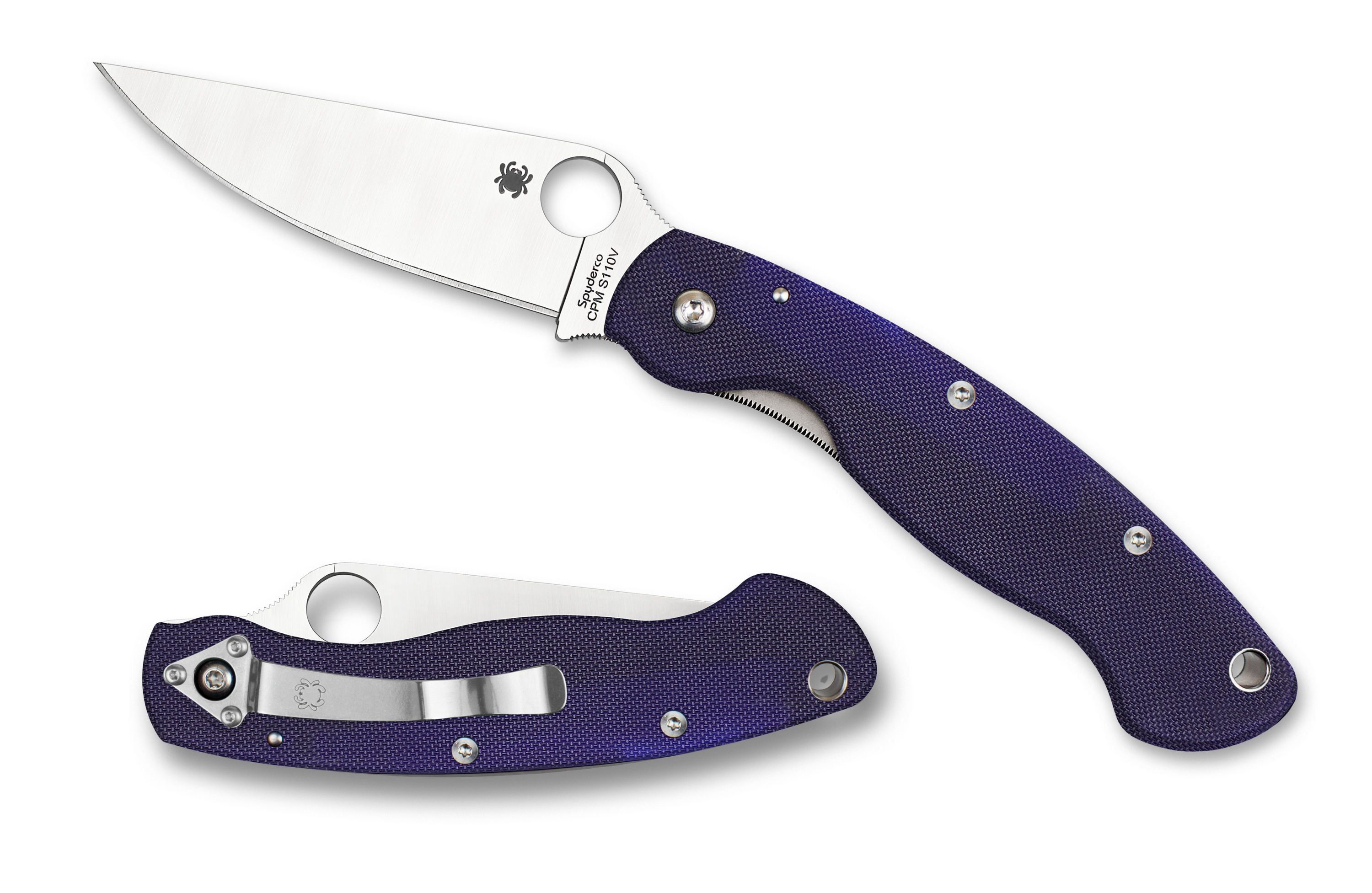 Spyderco Military - Plain Edge - Purple/Blue G10 - CPM-S110V - C36GPDBL