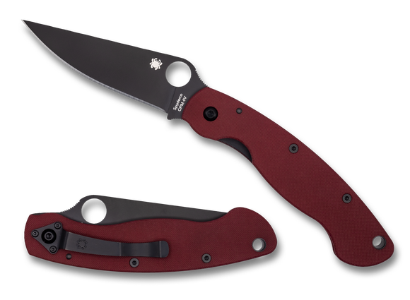 Spyderco Military - Red G10 - Black CPM-4V Blade - St. Nick's Knives Exclusive - C36GPRD4VBK