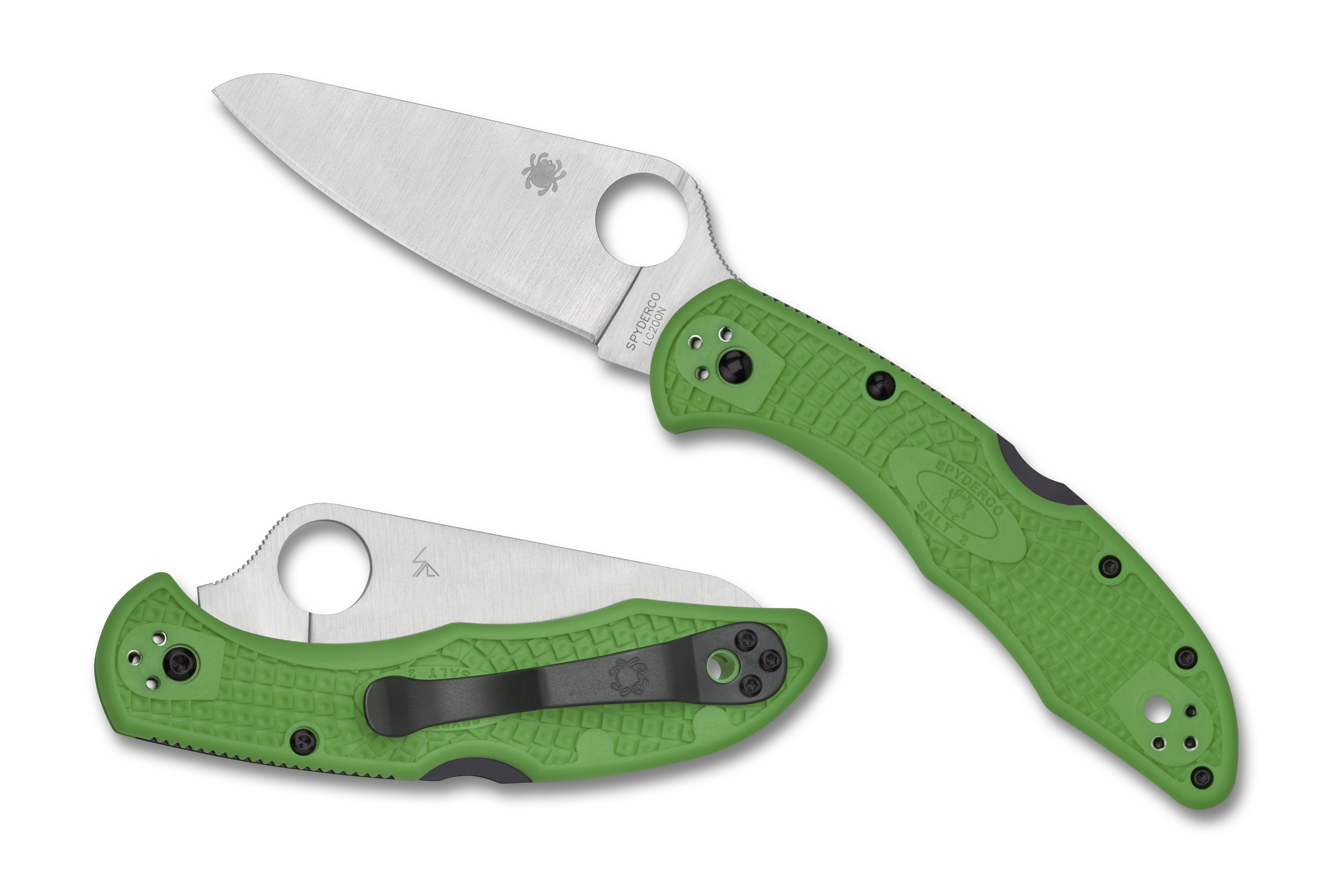 Spyderco Salt 2 - Plain Edge LC200N - Green FRN - C88FPGR2