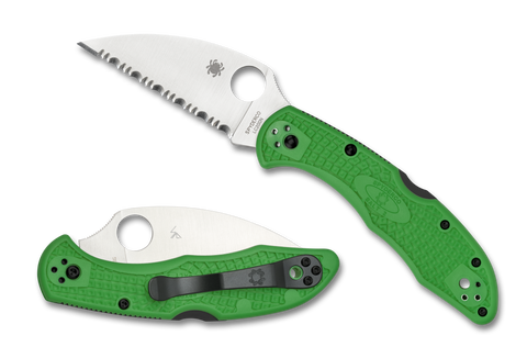 Spyderco Salt 2 - Wharncliffe Serrated Edge LC200N Blade - Green FRN - C88FSWCGR2 - CLOSEOUT