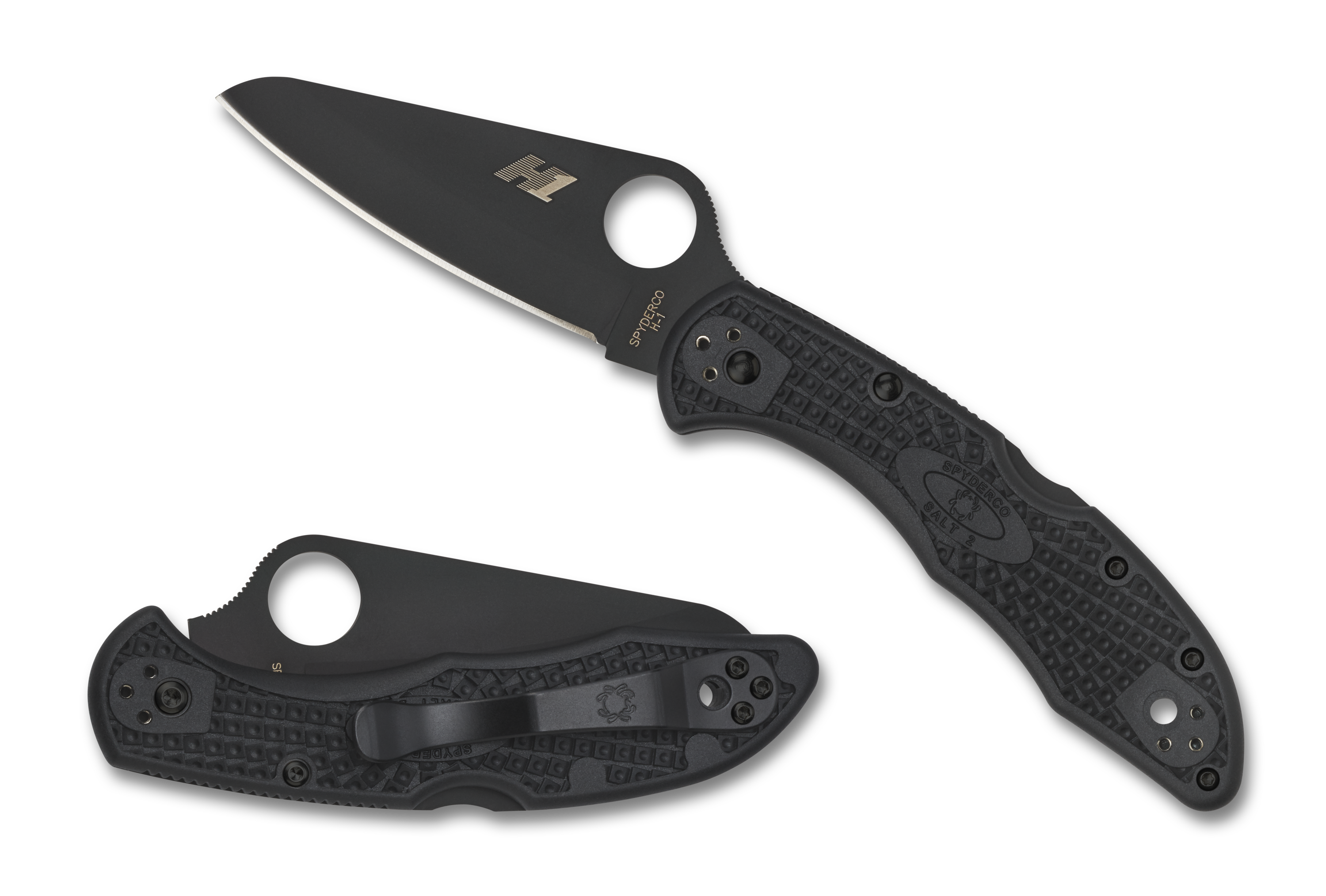 Spyderco Salt 2 - Plain Edge H1 Blade - Black FRN - C88PBBK2