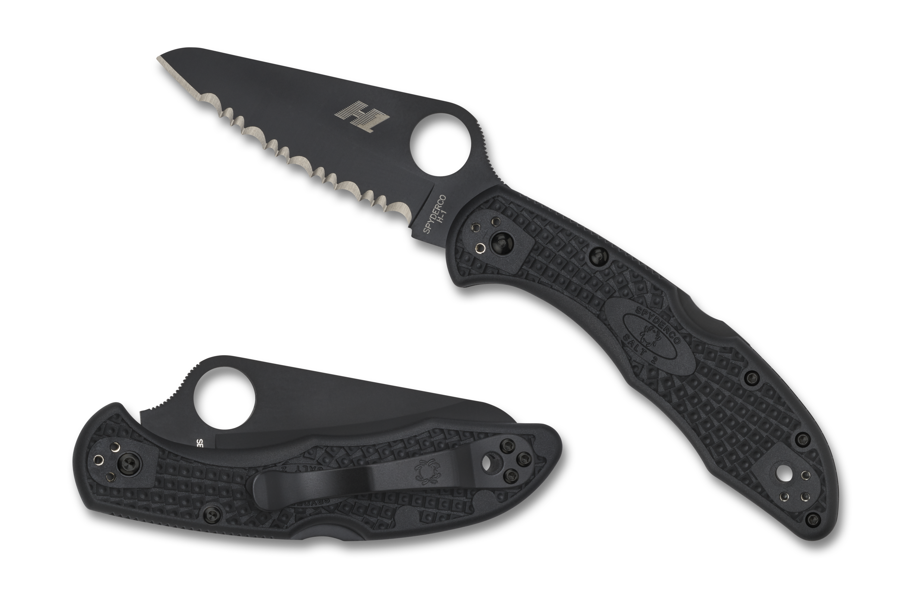 Spyderco Salt 2 - Serrated Edge H1 Blade - Black FRN - C88SBBK2